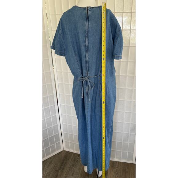 Tickets Clothing Vintage Embroidered Denim‎ Back Zip Maxi Dress Women’s Size 18T - Picture 13 of 14